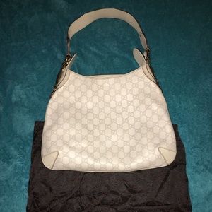 SOLD Gucci white leather guccisima hobo bag